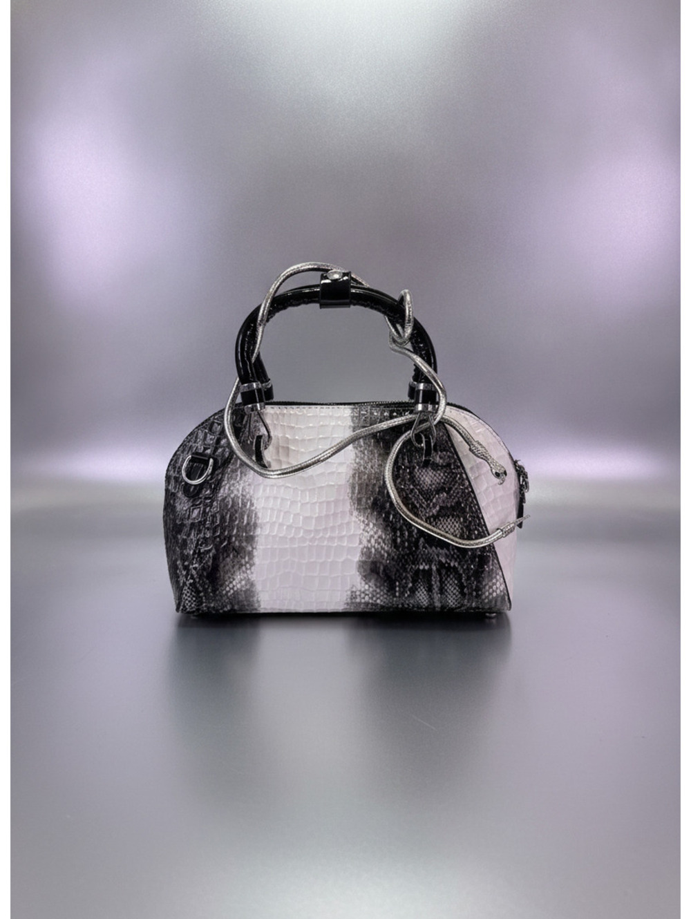 Trendy Unique Shell Bag Snake and Croc Embossed